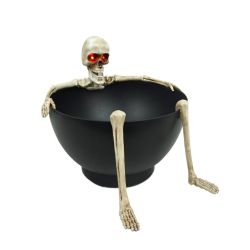 Halloween 30Cm  Animated Candy Bowl Moving Jaw Skeleton W/Glowing Red Eyes