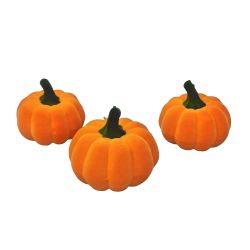 Halloween Decorations  3Pk Flocked Pumpkins In Meshbag