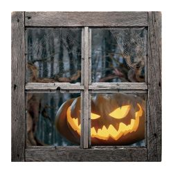 Halloween Fake Window Decoration Creepy Jack O Lantern