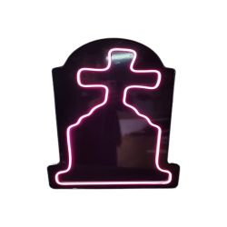 Halloween Outdoor Or Indoor Led Lights, Cross Tombstone  Size 50Cm