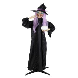 Halloween 6Ft Standing Animated Witch Prop With Light And Sound