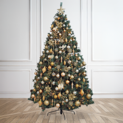 8ft Christmas Tree Decorated Pre Lit Gold & Ivory