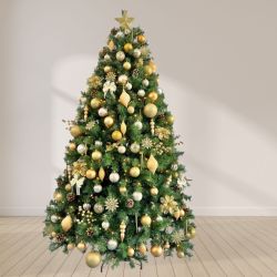 7ft ChristmasTree Decorated Pre Lit Gold & Ivory