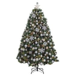 7ft Christmas Tree Decorated Pre Lit Silver & White
