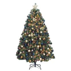 7ft Christmas Tree Decorated Pre Lit Copper & Blue