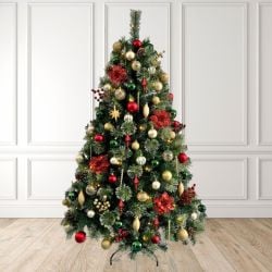 6ft Red Christmas Tree with 80 Lights and 80 Decorations