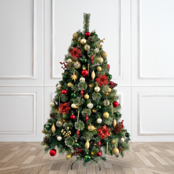 6ft ChristmasTree Decorated Pre Lit Red & Gold