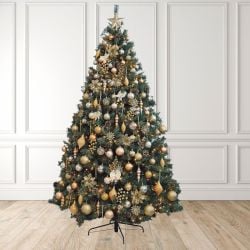 8ft Christmas Tree Decorated Pre Lit Gold & Ivory