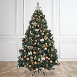 6.5ft Christmas Tree Decorated Pre Lit Gold & Ivory