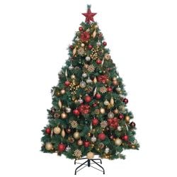 6.5ft Christmas Tree Decorated Pre Lit Red & Gold