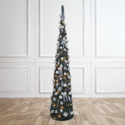 7ft Pop Up Christmas Tree White & Silver