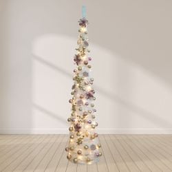 7ft Pop Up White Christmas Tree Champagne & Pink