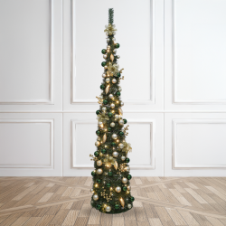 7ft Pop Up Christmas Tree Champagne & Green