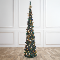 7ft Pop Up Christmas Tree Gold & Blue