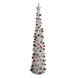 7ft Pop Up White Christmas Tree Red & Green