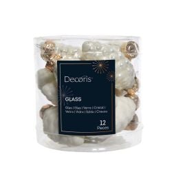 Baubles Pinecone White 6cm 12Pack