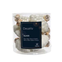 Baubles Pinecone White 6cm 12Pack