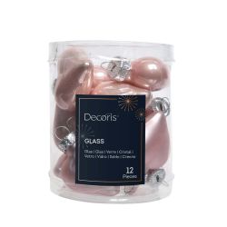 Baubles Heart Pink 4cm 12Pack