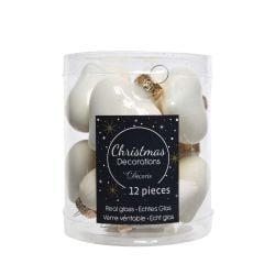 Baubles Heart White 4cm 12Pack