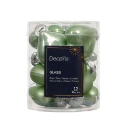 Baubles Heart Green 4cm 12Pack