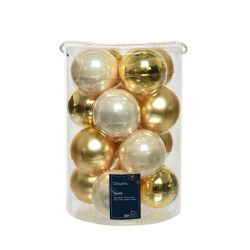 Baubles Gold Pearl 8cm 16Pack