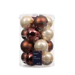 Baubles Brown Burgundy Pearl 8cm 16Pack