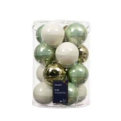 Baubles Green White 16Pack