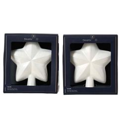 Glass Tree Star Topper White 17cm