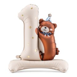 Foil Balloon Number 1 with Bear