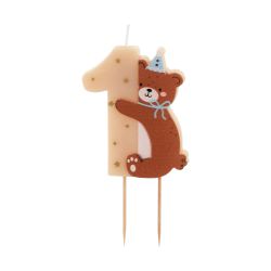 Number 1 Candle with Teddy Bear
