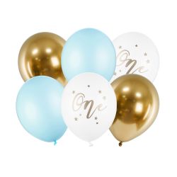 One Balloons Light Blue 6 Piece