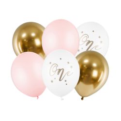 One Balloons Pale Pink 6 Piece