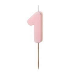 Number 1 Candle - Light Pink