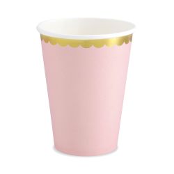 Light Pink with Gold Rim Paper Cups - 6 Pack