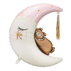 Foil Balloon Pink Teddy Bear Moon
