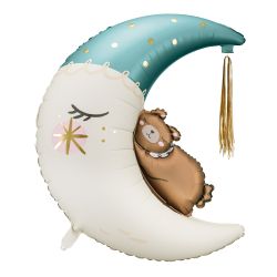 Foil Balloon Blue Teddy Bear Moon