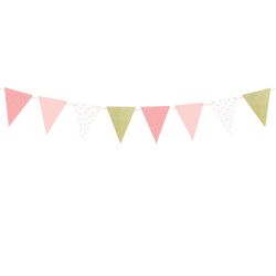 1st Birthday Garland Flags - Pink & Gold