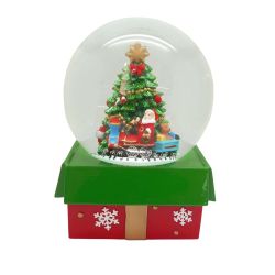 Musical Christmas Box w/Tree Snow Globe 16cm