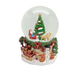 Tree and Santa Sleigh Water Globe 17cm