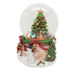 Musical Christmas Tree Water Globe 14cm Brown