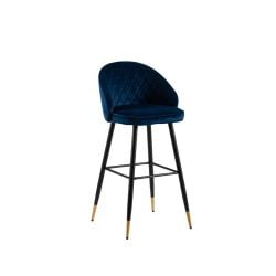 Clifton Navy Velvet Barstool