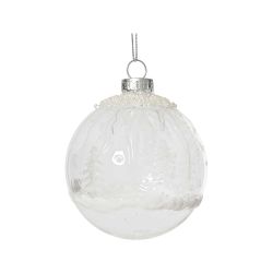 Glass Bauble White With Beads 8cm