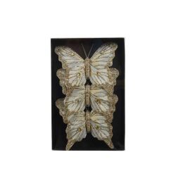 Clip On Butterfly Glitter Gold
