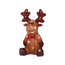 Acrylic Reindeer Cool White Led 28cm Brown