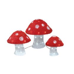 Acrylic Mushroom Cool White Led 23cm Red White