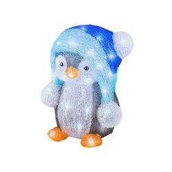 Acrylic Penguin With Hat Cool White Led 33cm