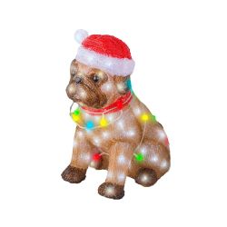 Acrylic Dog with Lights & Hat Cool White Led 42cm