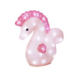 Acrylic Seahorse Cool White Led 37cm Pink