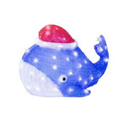 Acrylic Whale With Hat Cool White Led 46X30cm