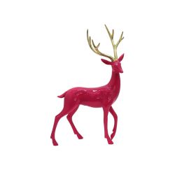 Standing Deer Gold Antlers 36cm Pink